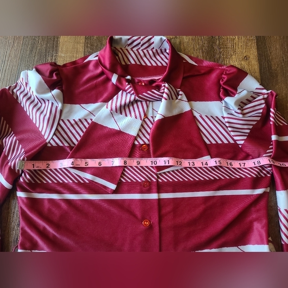 Vintage red & white striped blouse - Picture 5 of 5
